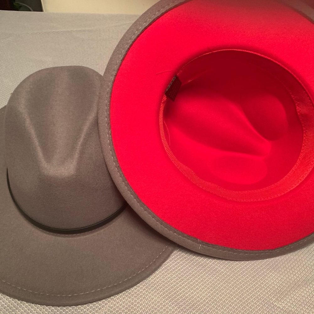 Gray Fedora red inner hats